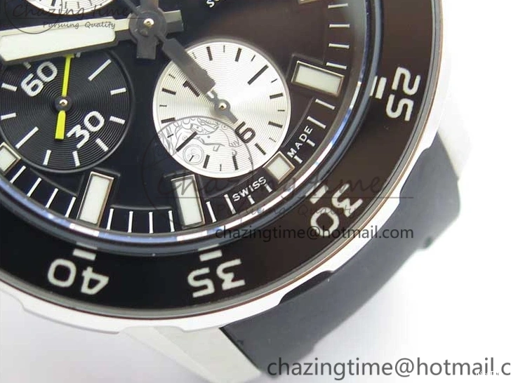 MIROTIME 0327 Aquatimer Chrono IW376702 SS BLS 1:1 Best Edition Black Dial on Black Rubber Strap A WellDesigned 7105